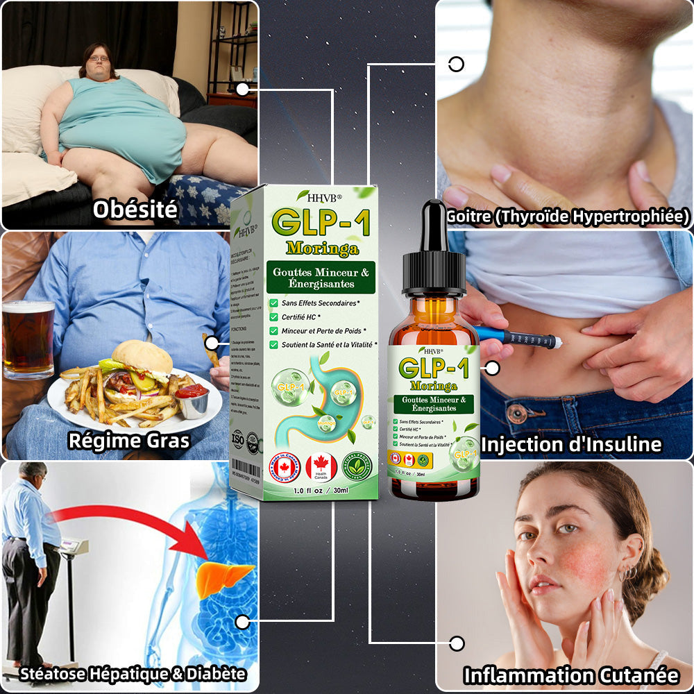 HHVB® GLP-1 Moringa Minceur & Gouttes de Boost de Santé (💥Brûleur de graisses de qualité alimentaire – Développé par The Obesity Society)